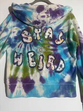 Reworked Dead Champion Stay Weird Mushroom Tie Dye Full Zip Hoodie